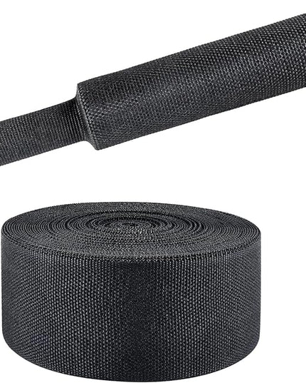 Black 2:1 Ratio Automotive Heat Shrink Braided Sleeving,Wear-Resistant Flat Woven Shrinkable Sleeve Fabric Car Cable Wires Hoses Protection (1-3/8"-26ft)