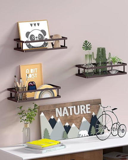 PUSDON Metal Wall Hanging Basket 2 Packs DIY Suitable for Multiple Scenes - Middle Bronze Guardrail