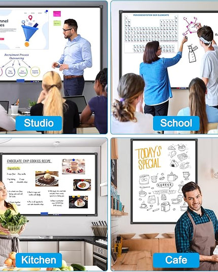 H-Qprobd 48"x24" Magnetic White Board Dry Erase Wall Mount Whiteboard - Office Home Classrooms White Board Hanging Writing Board with Black Aluminum Frame