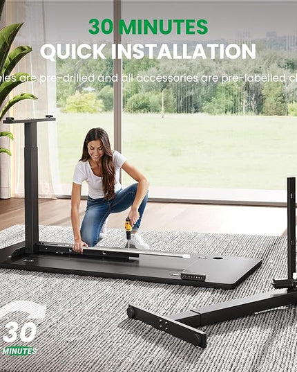 SIAGO Electric Standing Desk Adjustable - 55 x 24 Inch Sit Stand up Desk with 0.8 Inch Thick Tabletop - Adjustable Height Table with 3 Memory Preset, Cable Management for Home Office