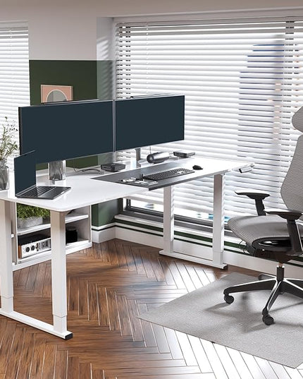 SANODESK 4-Leg Standing Desk, Electric Height Adjustable Desk with Memory Presets for Home Office, Stand up Desk Computer Workstation, 78x32 Inches White