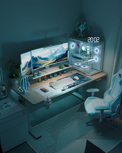 Standing Desk,Large 79x31 Inches Height Adjustable Stand Up Desks with Cable Management, Home Office Computer Desk with Cup Holder & Memory Preset, White Wood Grain