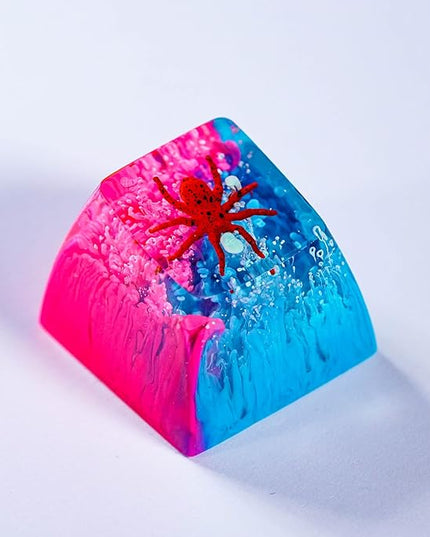 Tarantula Spider Artisan Keycap Vibrant Pink Blue Forest R1 SA Profile Custom Insects Keycaps 1U ESC Handmade Gaming Resin Key Cap Cherry MX Switch Compatible Mechanical Keyboard Spider Lover Gift