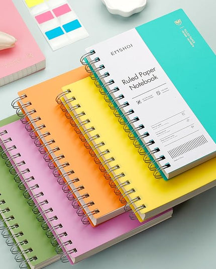 EMSHOI A5 Spiral Notebook College Ruled Lined Journal, Small 5.7" X 8.22", 300 Pages/150 Sheets, 100gsm Thick Paper, Waterproof Hardcover, for Office School Women Men Work Writing Notes-LightBlue