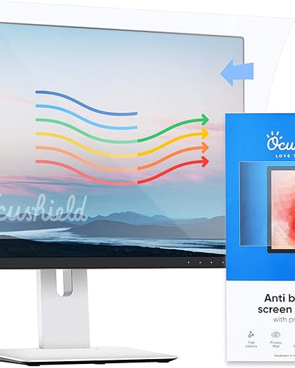 Ocushield 23” (16:10) Premium Anti Blue Light Screen Protector with Privacy Filter for Laptops and Computer Monitors - Anti-Glare - Easy Install - Anti-Fatigue (496 x 310 mm)
