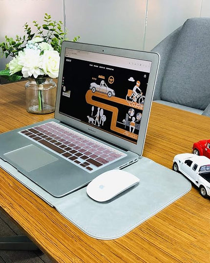 Allinside 13 inch Laptop Sleeve Case for MacBook Air 13 2018-2025/MacBook Pro 13 2016-2022, Waterproof PU Leather Laptop Sleeve Bag Protective Vertical Case Cover, Gray