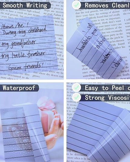 800Pcs Transparent Sticky Notes, 3"x3" Clear Sticky Notes with Lined, Waterproof Translucent Sticky Note Pads for Books Annotation, Clear Post it Notes for Bible Study, School, Office
