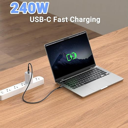 80Gbps USB Data Cable(1.5FT, 2packs) USB C to USB C 240W for Thunderbolt 5, Bandwidth for 16K/Dual 8K, Video Cable Compatible with iPhone 16/Pro/Plus/Pro Max, Thunderbolt 4/3 Cable