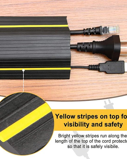 AGPTEK Heavy Duty Floor Cable Cover Cable Protector, 6.5 Ft Floor Cord Protector 3 Channels Floor Cord Cover (Mid Channel 0.93") Contains Cords, Cables and Wires, Good for Office, Home, or Outdoor