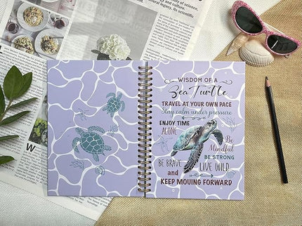 Cute Notebooks Journal For Women - Sea Turtle Dairy Funny Hardcover College Ruled Lined,5.8"X8.3",Pretty Spiral Meeting Notebook,Gifts For Sea Turtles Lover Men Friends On Birthday Christmas Mothers Day (Purple)