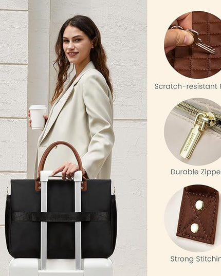 LOVEVOOK Laptop Tote Bag for Women With Large Cup Holder, Work Bags Teacher Nurse Bag, 17.3 Inch Professional Briefcase Business Travel Large Purses Handbag Gifts, Diaper Bag With Multi-Pockets