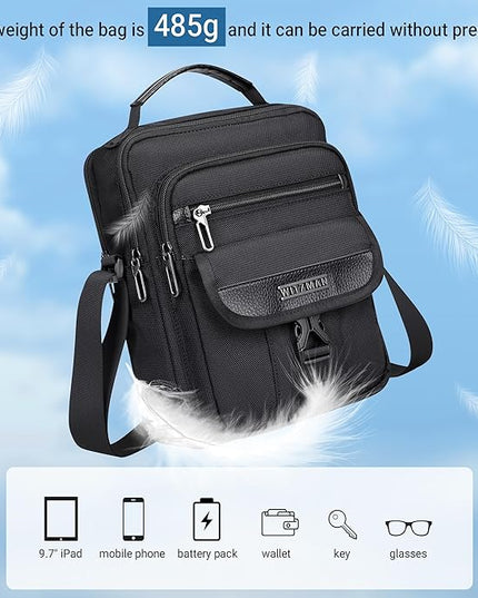 WITZMAN Crossbody Bags for Men Travel Shoulder Bag Lightweight Man Purse Small Casual Messenger Bag for Work Traveling