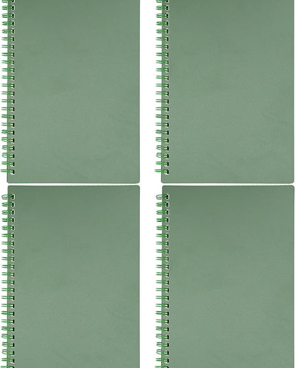 Yansanido Spiral Notebook, 4 Pcs A5 Thick Plastic Dark Green Hardcover 8mm Ruled 80 Sheets -160 Pages Journals for Study and Notes (Ruled-4pcs Dark Green, A5)