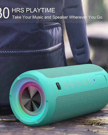 Ortizan Portable Bluetooth Speakers, IPX7 Waterproof Wireless Speaker with 24W Loud Stereo Sound, Outdoor Speaker with Bluetooth 5.3, Deep Bass, RGB Lights, Dual Pairing, 30H Playtime for Home, Party