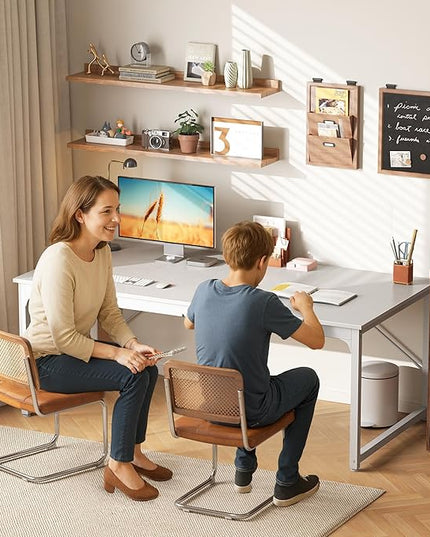 PRAISUN 63 x 29.5 Inch Computer Desk with Deeper Desktop, Gaming Office Writing Work Desk for Home Office, Study, Bedroom, Work from Home, Metal Frame, White