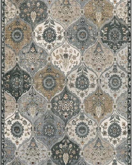 Lahome Moroccan Trellis Small Area Rug, 2x4 Rugs for Entryway Non-Slip Vintage Ultra-Thin Washable Indoor Door Mat Distressed Throw Carpet for Bathroom Kitchen Bedroom, Grey