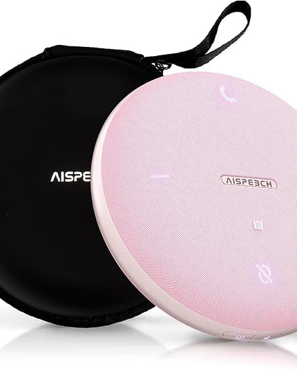 M4 Bluetooth Speakerphone Conference Speaker and Microphone with AI Noise Reduction GPT Transcription Speakers for Computer Desktop 360° Voice Pickup at Home Office for Teams/Zoom, Pink