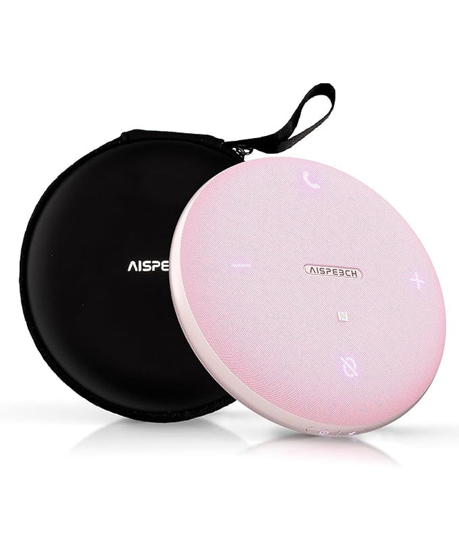 M4 Bluetooth Speakerphone Conference Speaker and Microphone with AI Noise Reduction GPT Transcription Speakers for Computer Desktop 360° Voice Pickup at Home Office for Teams/Zoom, Pink