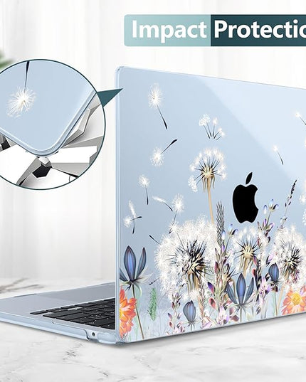 DONGKE for M4 MacBook Air 13.6 Inch Case 2025 2024 2023 2022 Model A3240 A3113 A2681 M3 M2 Chip, Plastic Hard Shell Case Cover with Touch ID for MacBook Air 13 Inch M4 - Dandelion