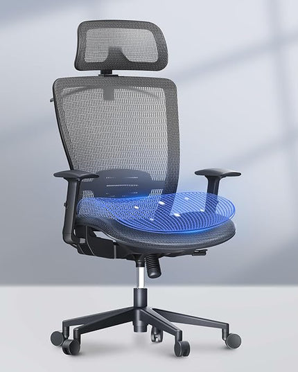 FLEXISPOT OC3 Air Ergonomic Office Chair Mesh Back Swivel Computer Chair Executive Office Desk Chairs with Adjustable Lumbar Support/2D Headrest/Lockable Backrest, Mesh Seat Cushion, Gray