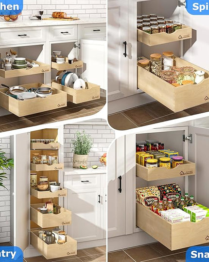 WelFurGeer Soft Close Pull Out Drawer for Kitchen Cabinets, 20" W x 21" D Pull Out Cabinet Organizer, Heavy-Duty Cabinet Organizer with Easy Installation, Space-Saving Pullout Drawer for Home, Kitchen