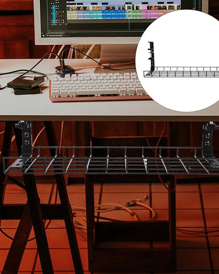 Under Desk Cable Organizer Tray 500Mm No Drill Cable Management Rack Wire Holder for Office Desk Power Strip Storage
