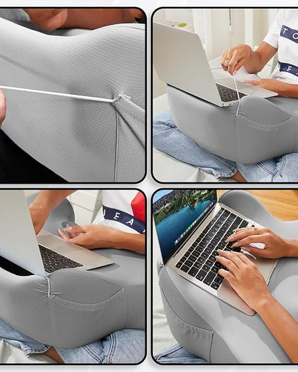 cooloo8 Lap Desk, Laptop Lap Desk Lap Desk with Cushion, Laptop Pillow for Lap, Portlands Portable Desk Pad, Gaming Pillow Work Pillow for Bed, Couch, Car(Ash Gray)