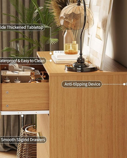 Garvee Fluted Dresser for Bedroom with 4 Drawers,32" Wide Modern Chest of Wooden Bedroom Chest with Metal Handle,Wide Clothes Storage Organizer,Closet Dresser & TV Stand for Living Room,Natura Oak