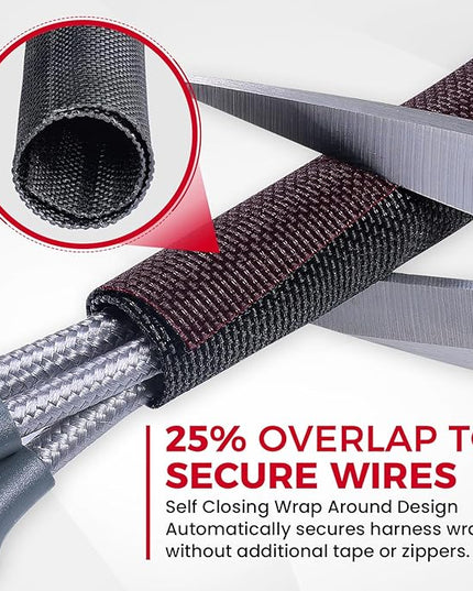 Automotive Wire Sheathing Split Wire Loom Braided Mesh Woven Cable Sleeve for Wires/Cable Cord Protector (5/16" - 22 Feet)