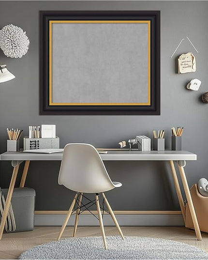 Amanti Art Black Framed Magnetic Board 26x30 Medium Vision Board for use with Magnets, 100% Metal Sheet to Display Items as Office Decor or for Home Organization in mudroom, Kitchen or Kids Room