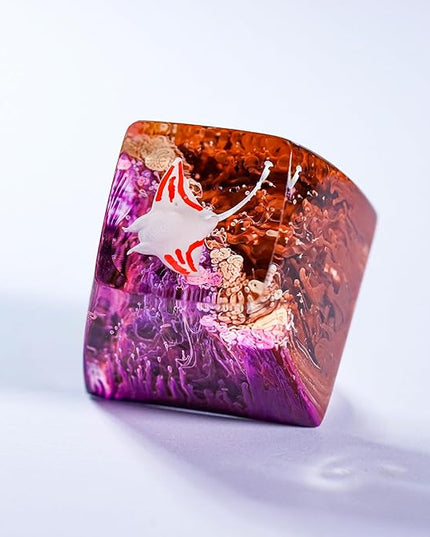 Manta Ray Artisan Keycap Brown Purple Ocean Coral R1 SA Profile Custom Sea Creatures Keycaps 1U ESC Handmade Gaming Resin Key Cap Cherry MX Switch Compatible Mechanical Keyboard Manta Ray Lover Gift