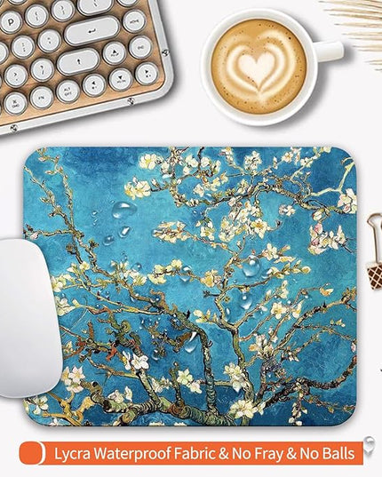 Square Mouse Pad Apricot Flower, Personalized Premium-Textured Custom Mouse Mat Design, Washable Mousepad Cloth, Non-Slip Rubber Base Computer Mouse Pads for Wireless Mouse