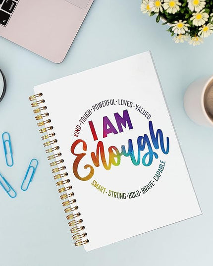 VNWEK Inspirational Notebook Journal,I Am Enough Inspirational Affirmation Spiral Notebook 5.5x8.3 Inch,Motivational Journal