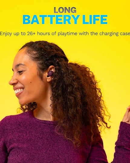 JLab Go Air Pop+ True Wireless Earbuds, in Ear Headphones, Bluetooth Earphones, 35H Playtime Ear Buds, Bluetooth Earbuds with Microphone, USB-C Charging Case, Dual Connect, EQ3 Sound, Violet