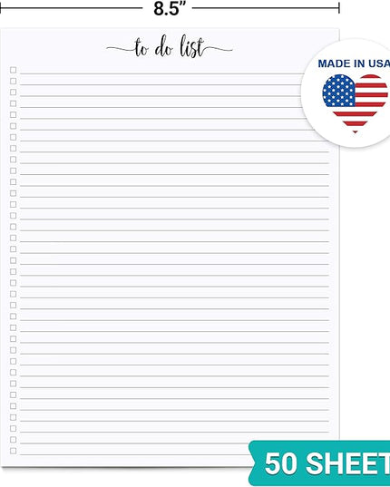 321Done To Do List Notepad - 50 Sheets (8.5" x 11") To-Do Checklist Tear Off Planning Pad, Large Letter-Size - Made in The USA - Simple Script - College-Ruled