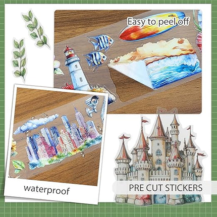 Snycler Pre-Cut The World Themed PET Washi Tapes - Vintage Aesthetic Tape Stickers for Journaling, Scrapbooking, Junk Journals, Crafts, Planners - 4 Rolls