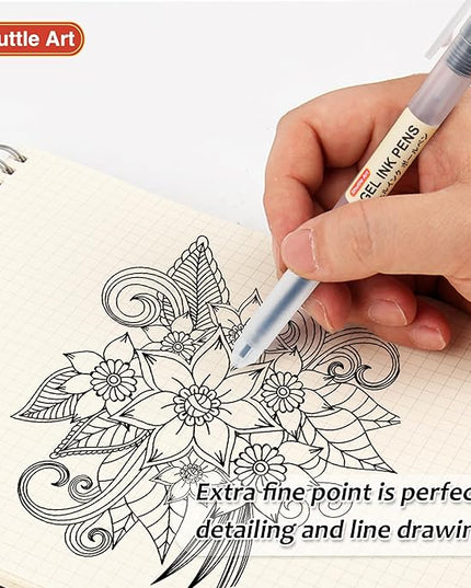 Shuttle Art Gel Ink Ball Point Pens, 15 Pack Black Japanese Style Pens, 0.38mm Extra-Fine Ballpoint Pens for Home, School and Office
