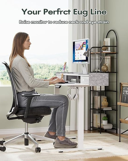 Homall Electric Standing Desk with 2 Drawers, Adjustable Height Computer Desk with Storage Sit Stand Table with Storage Shelf and Splice Board Quick Install for Home Office (White, 48 Inch)