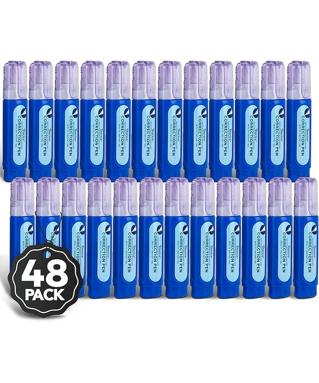 Darice Liquid Correction Pen Box of 48 - Multi-Purpose Liquid White Out Pen with Metal Tip for School, Office & Home