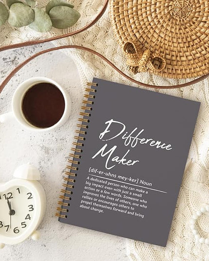 OXW Difference Maker Appreciation Gift, Meeting Notebook for Work, Thank You Gifts for Leader Mentor Manager Boss, Office Supplies Social Worker Notebook, Gray Hardcover Spiral Notebook 5.5 x 8.3
