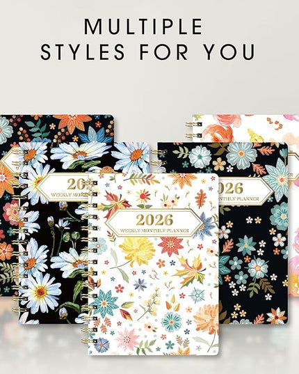 Ymumuda 2026 Planner, Daily Weekly and Monthly Planner，Jan 2026 - Dec 2026, 8.4" x 6.3", 2026 Calendar Planner Book with Tabs, Spiral Notebook with Inner Pocket for Office Home School Supplies