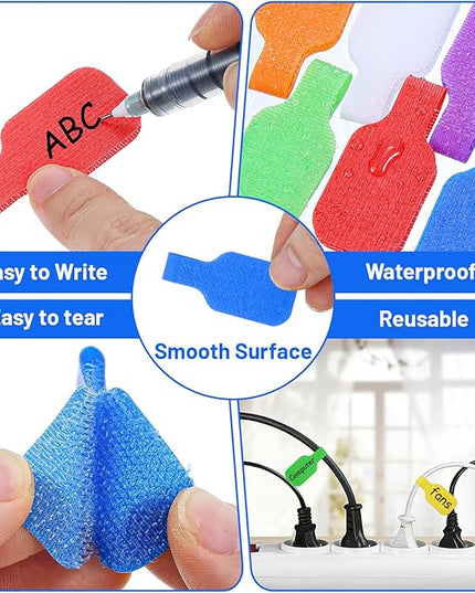40 Pcs Cable Labels for Cords, Nylon Write On Cord Labels Tags for Electronics, Wire Markers Electrical Reusable Large Size Plastic Label for Charging Cords Management and Identification 8 Colors