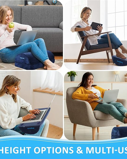 StepLively Foot Rest for Under Desk at Work, Comfortable Foot Stool with 2 Adjustable Heights, Footrest with Washable Cover, for Back & Hip Pain Relief, Suitable for Office, Home, Car, Blue, X-Large
