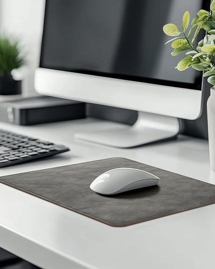 Mouse Pad, PU Mouse Pad，Leather Mouse Pad with Stitched Edge Micro-Fiber Base with Non-Slip Waterproof，Mouse Pad for Computers，Laptop, 8x11Inch (Shell Pink)
