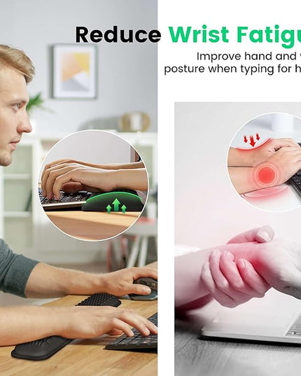 MEKASS Keyboard Wrist Rest, Soft Memory Foam Wrist Support for Keyboard, Arm Rest for Desk Wrist Pain Relief, Wrist Pad for Long Hours of Work, Gaming, Studying (Light Blue)