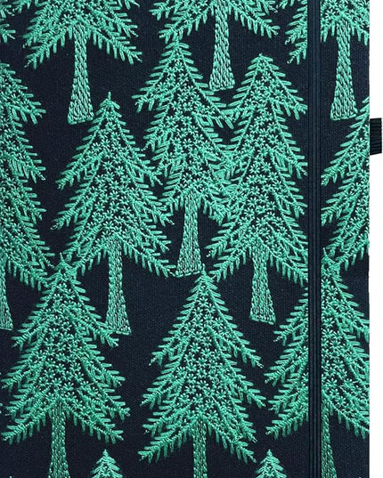 ipoul Embroidered Notebook, Cute Journal, A5, Hardcover, Lay Flat, Lined Paper, Women's Journals for Writing, Christmas Gift, Pine Tree, Evergreen, Pretty Notebook