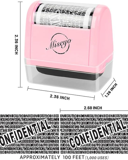 Miseyo Identity Theft Protection Roller Stamp Set - Pink (6 Refill Ink Incleded)