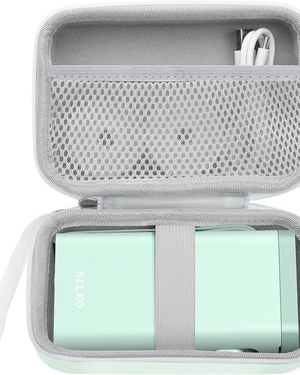 Nelko Genuine Case for P21 Label Maker, Compatible with Phomemo D30 D35 Label Maker, for NIIMBOT D11 D110, for JADENS/Memoking/SUPVAN, Box with Mesh Pocket for Batteries Accessories (Case Only), Green