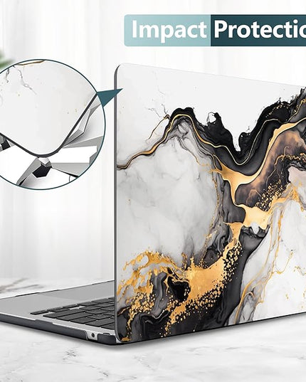DONGKE for M4 MacBook Air 13.6 Inch Case 2025 2024 2023 2022 Model A3240 A3113 A2681 M3 M2 Chip, Plastic Hard Shell Case Cover with Touch ID for MacBook Air 13 Inch M4 - Abstract Marble