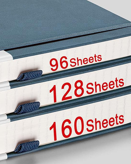 AHGXG Graph Paper Notebook - 320 Pages Grid Notebook Thick Journal A5, 100gsm Thick Graph Paper, Leather Hardcover, Inner Pocket,5.75'' × 8.38''- GrayBlue